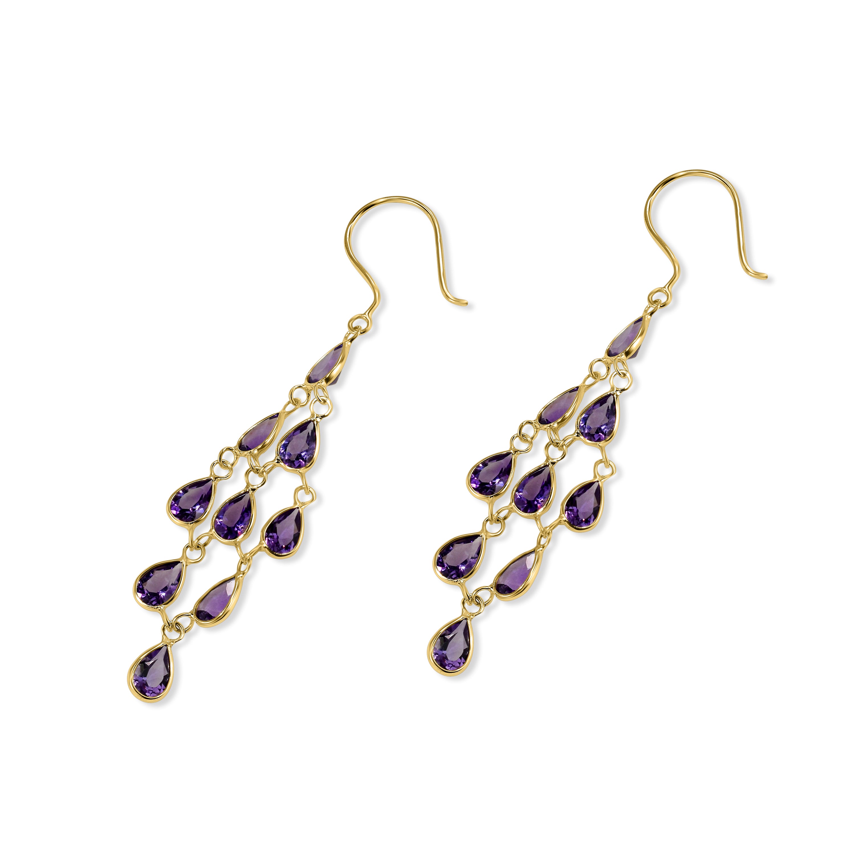 14k Pear Shape Bezel Chandelier Earring