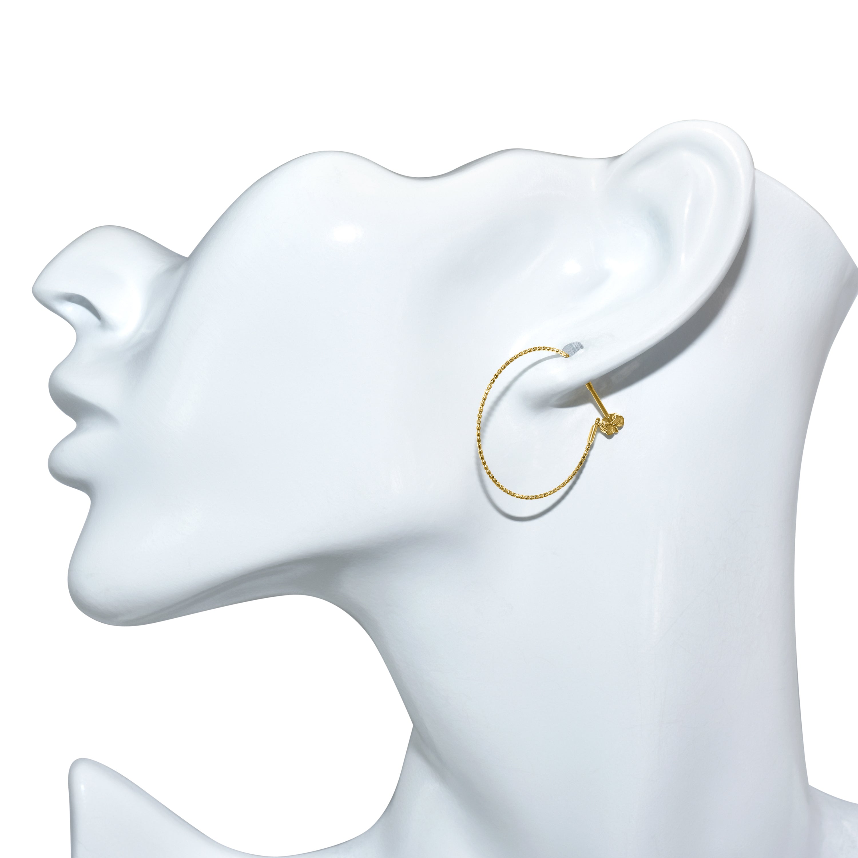 18k Beaded Hoop Earring