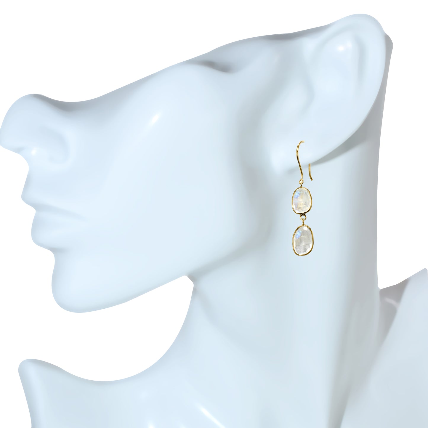 18k Uneven Rainbow Moonstone Earring
