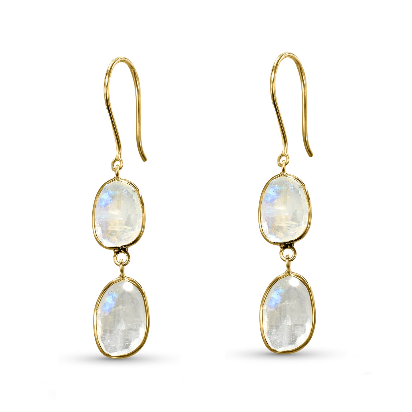 18k Uneven Rainbow Moonstone Earring