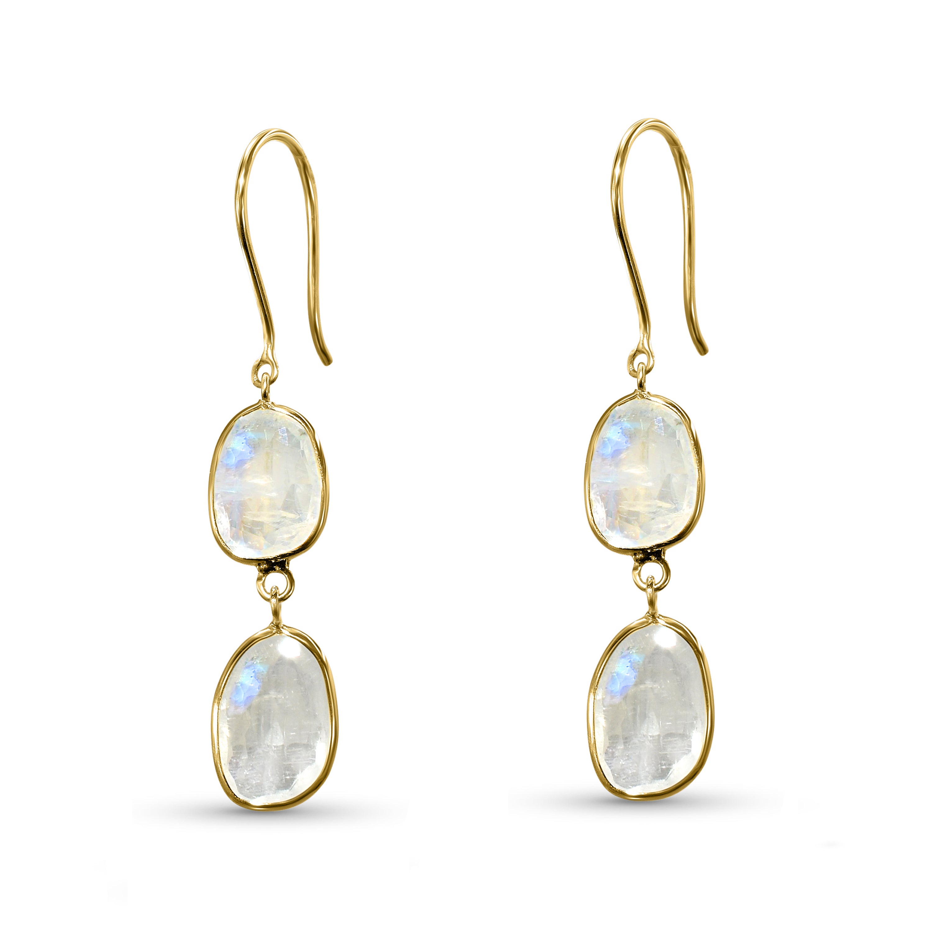 18k Uneven Rainbow Moonstone Earring