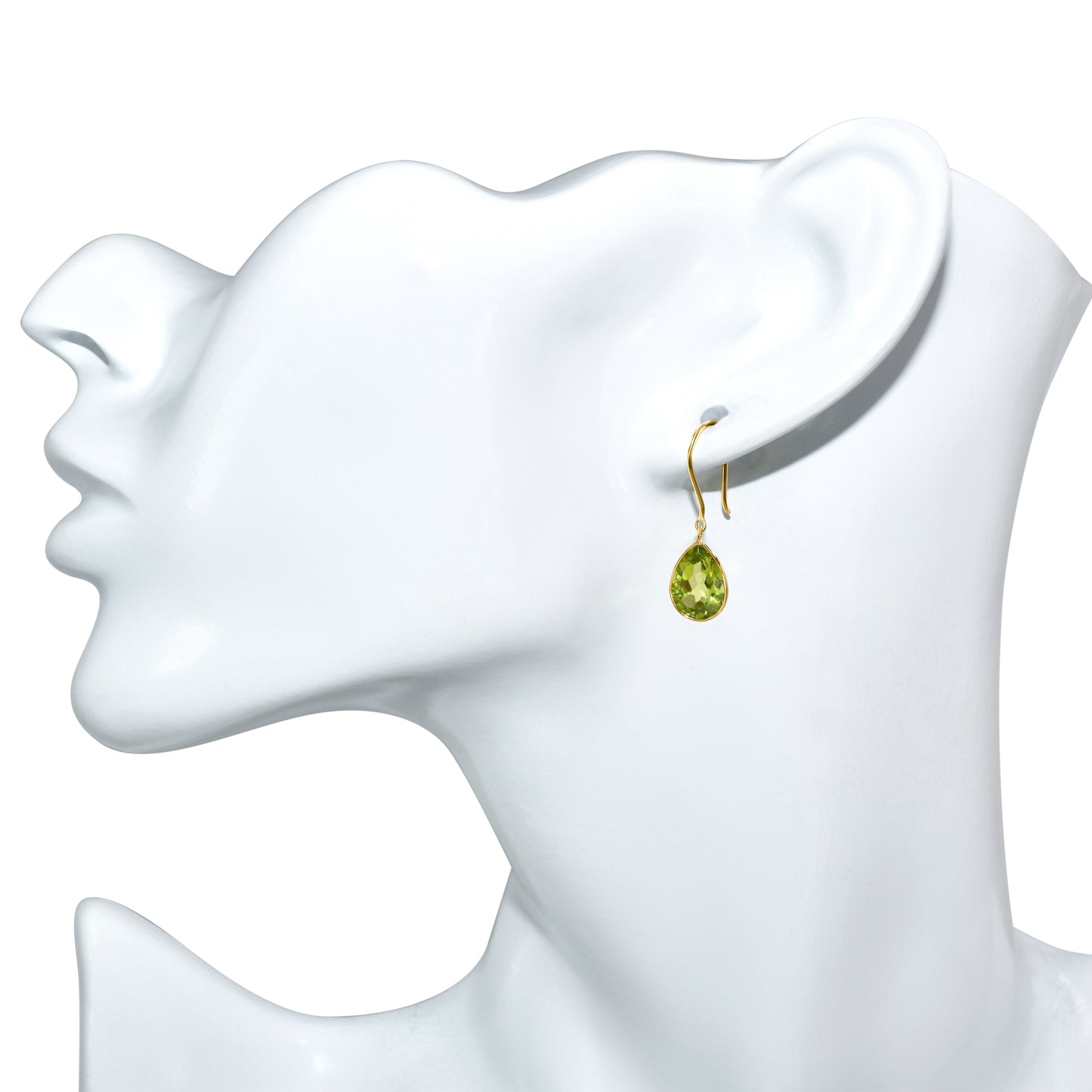 18k Yellow Pear Shape Peridot Earring