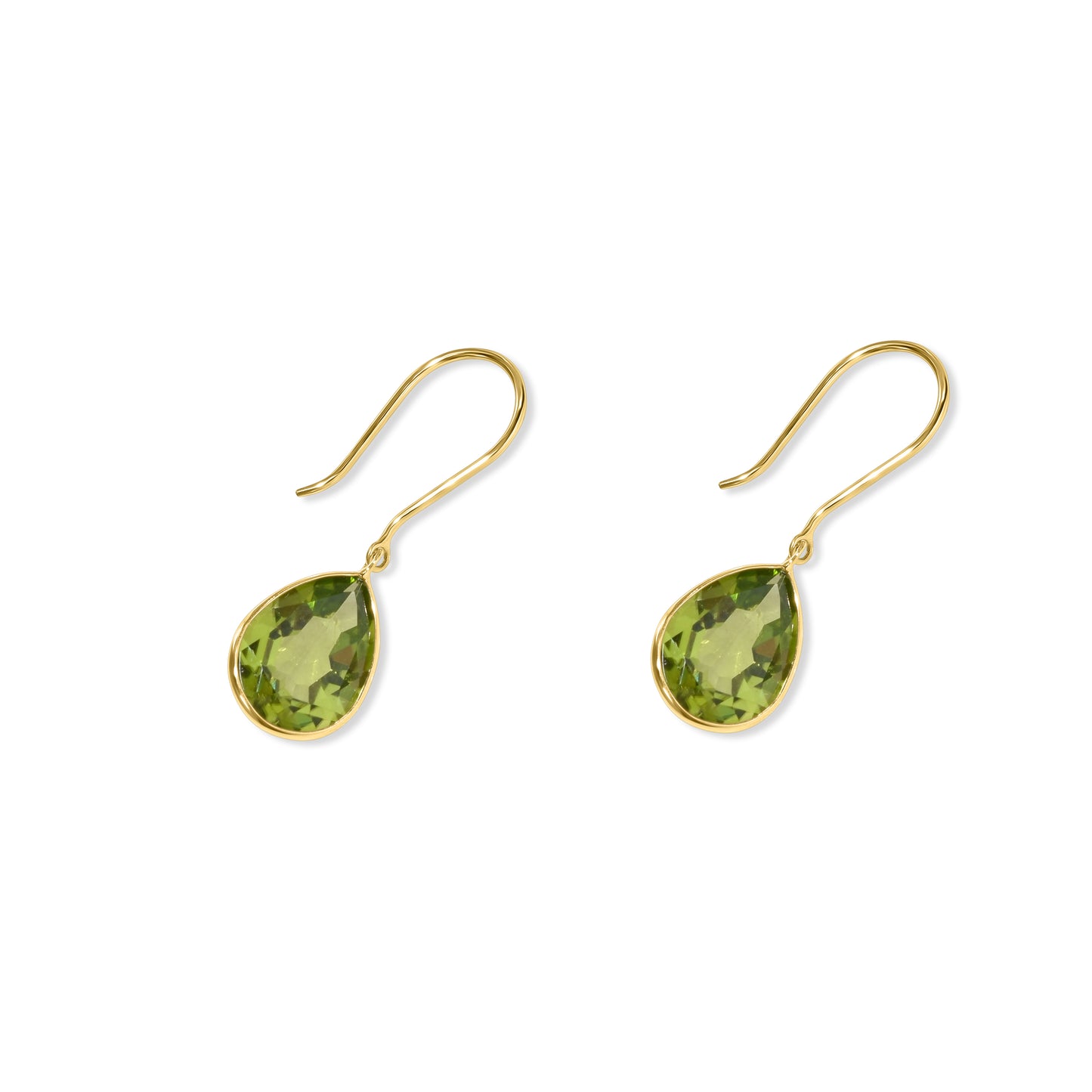 18k Yellow Pear Shape Peridot Earring
