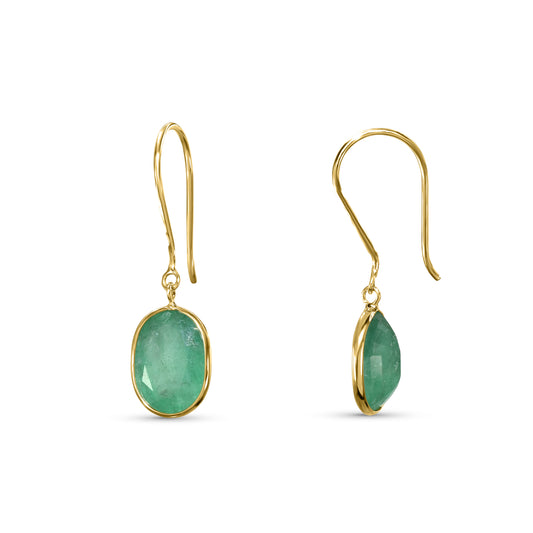 18k Oval Shaped Emerald Earring