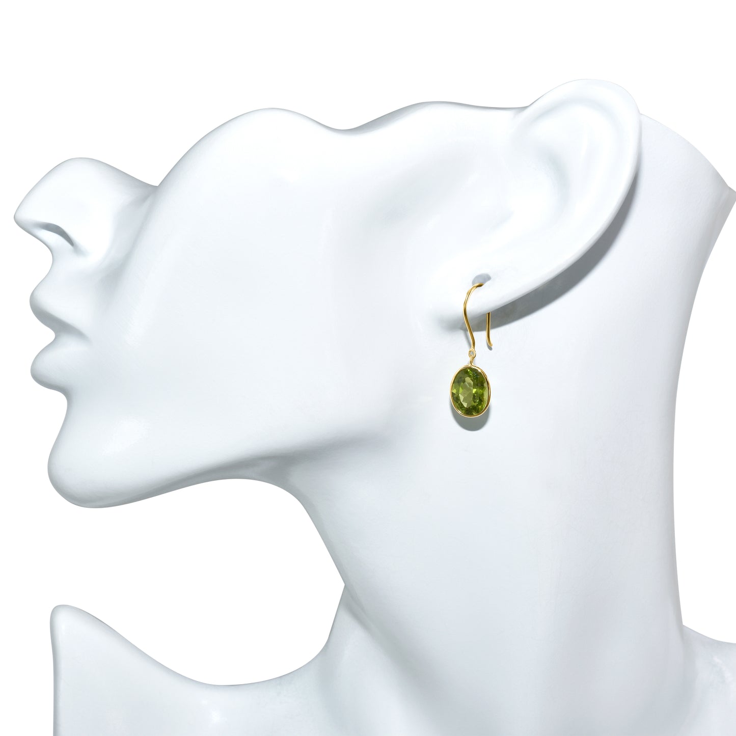 18k Yellow Oval Shaped Peridot Earring