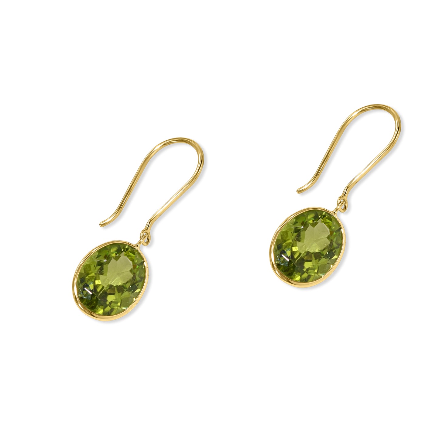 18k Yellow Oval Shaped Peridot Earring