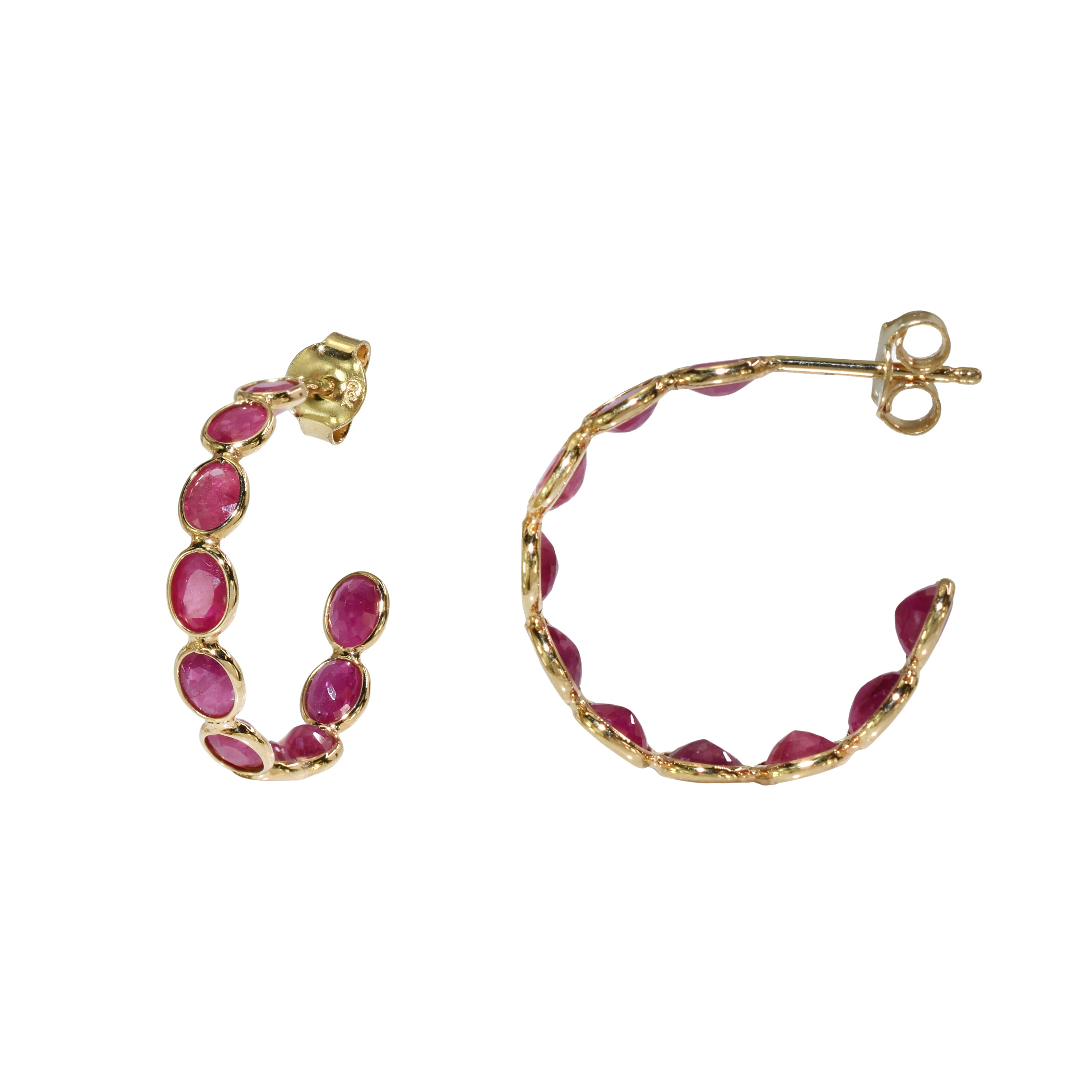 18k Ruby Circles Hoop Earring