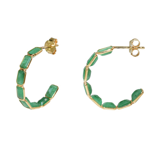 18k Emerald Rectangle Earring