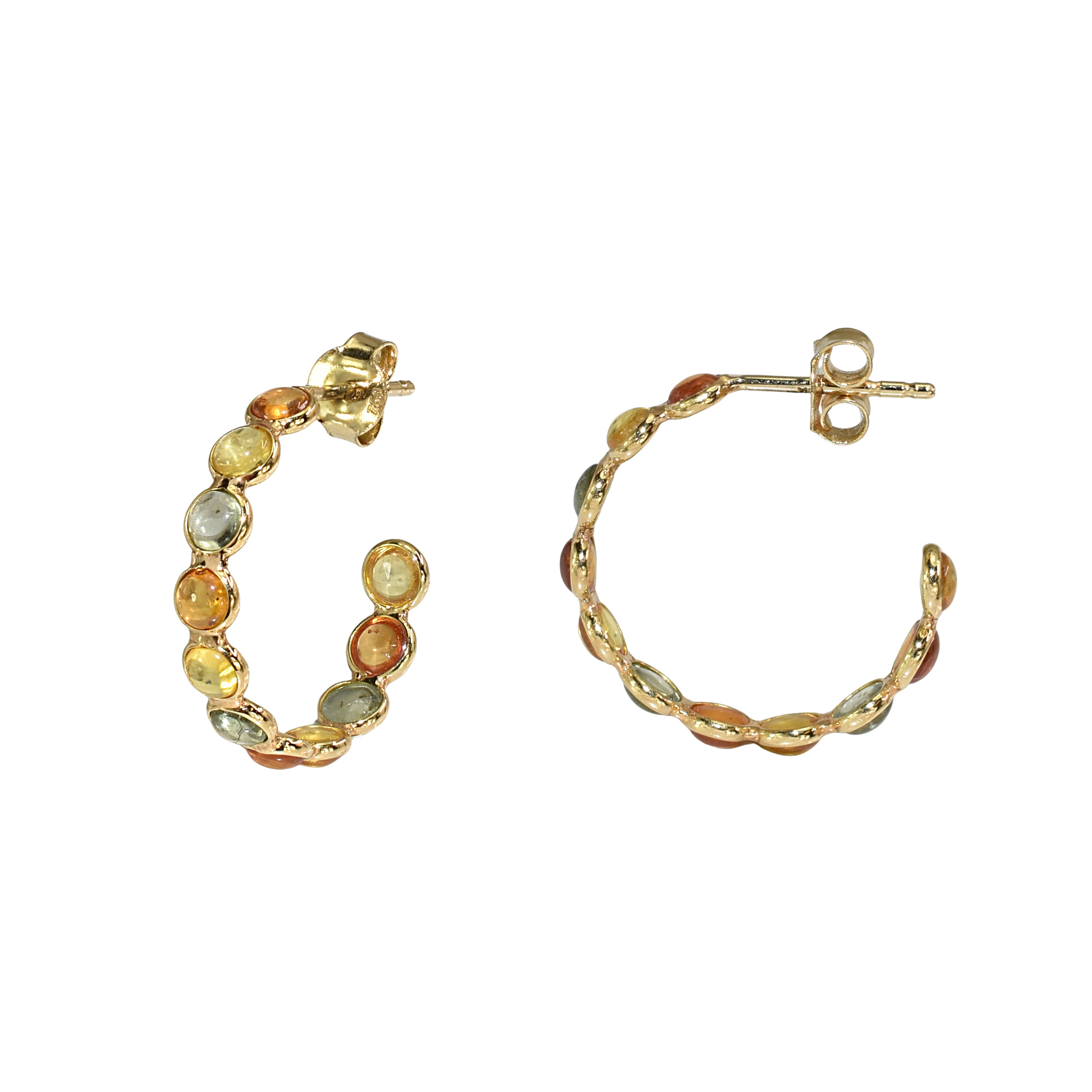 18k Multi Sapphire Circles Hoop Earring