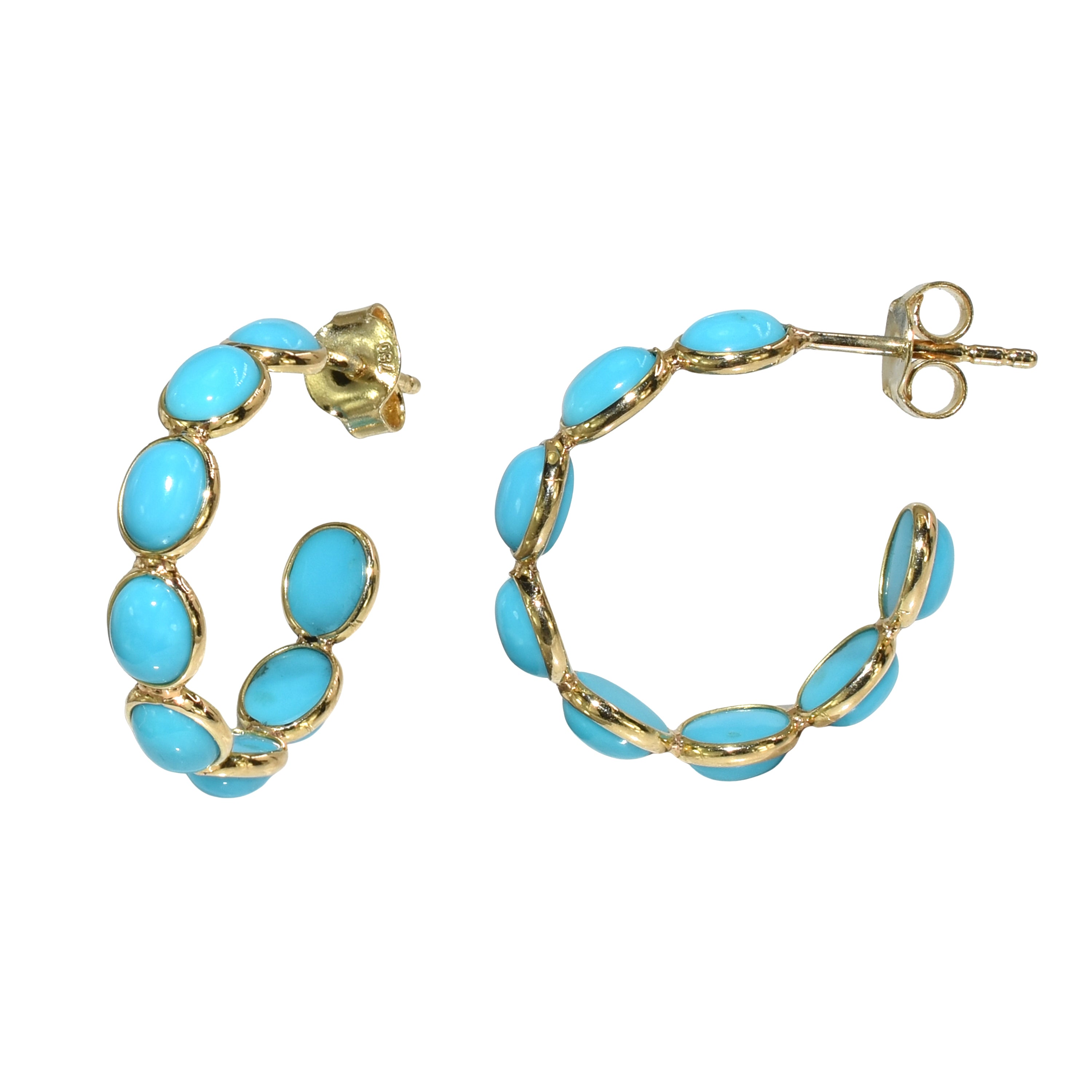 18k Turquoise Circles Hoop Earring