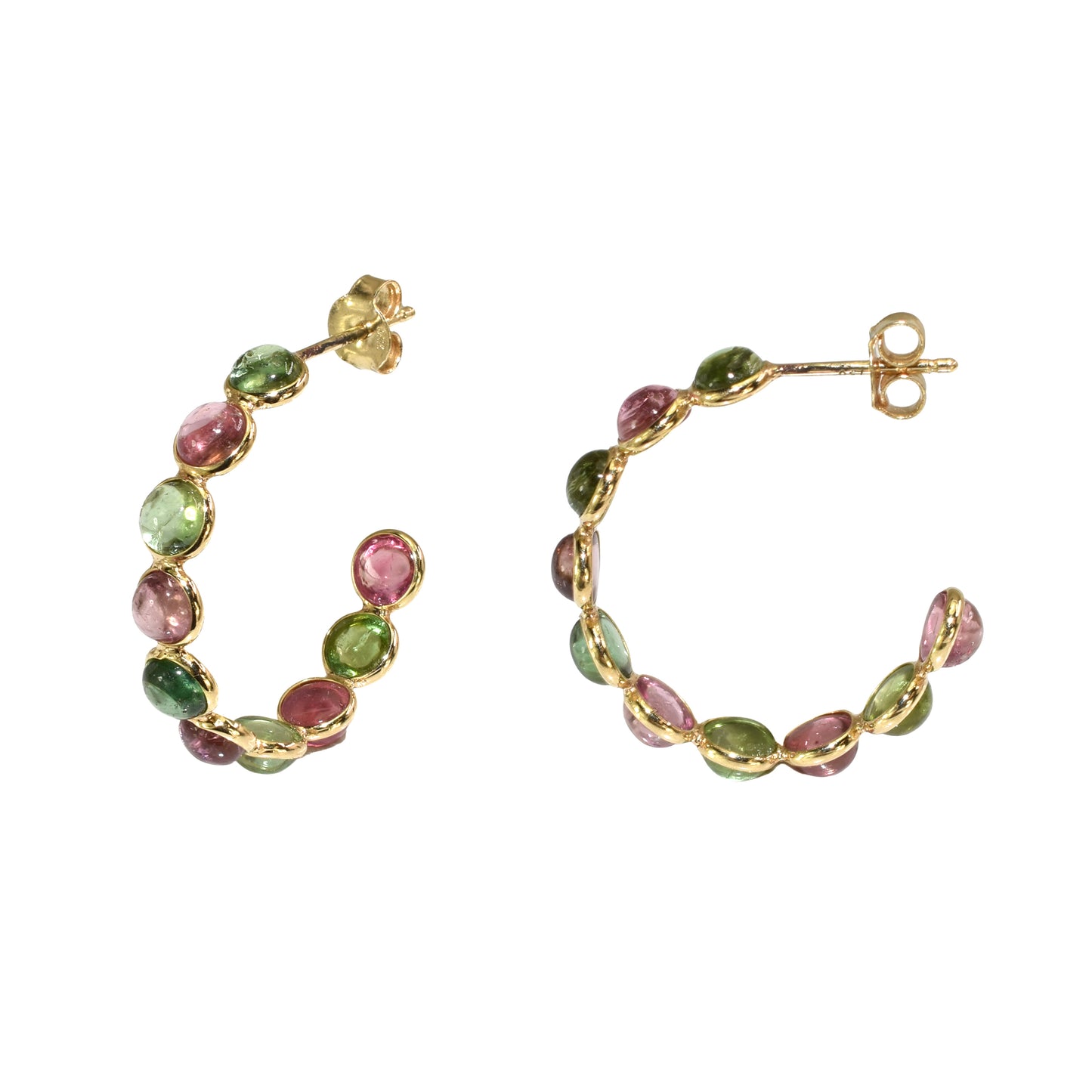 18k Multi Tourmaline Circle Earring