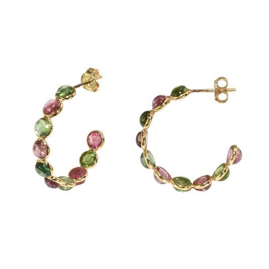 18k Multi Tourmaline Circle Earring
