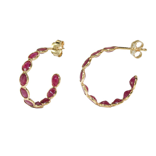 18k Ruby Oval Earring