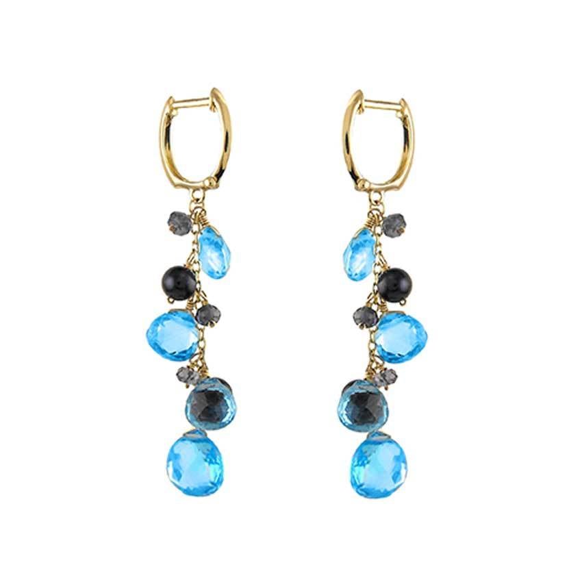 14k Blue Freshwater Pearls Swiss Blue Topaz Earrings freeshipping - Jewelmak Shop