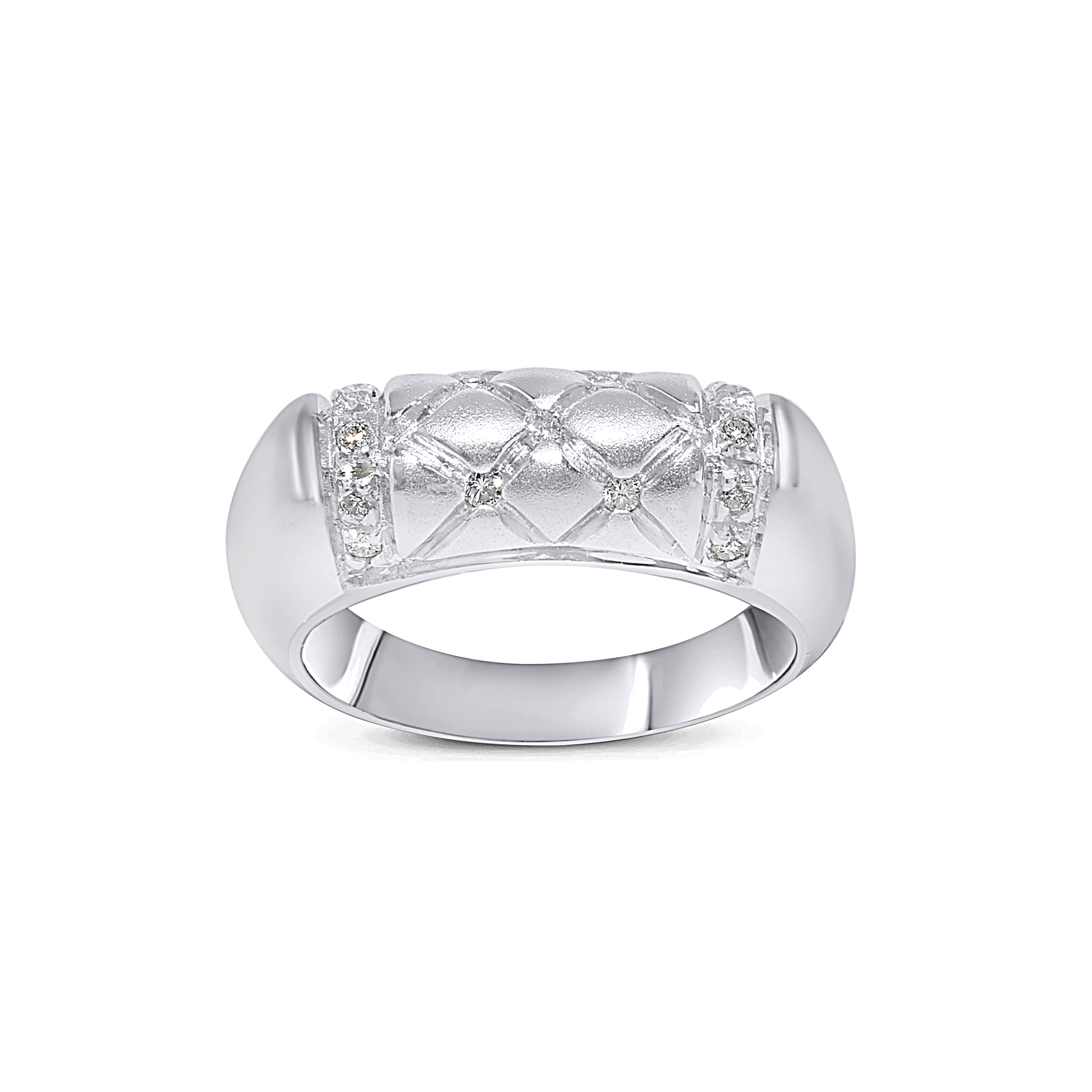 18k White Gold Diamond Barrel Ring 0.17ct