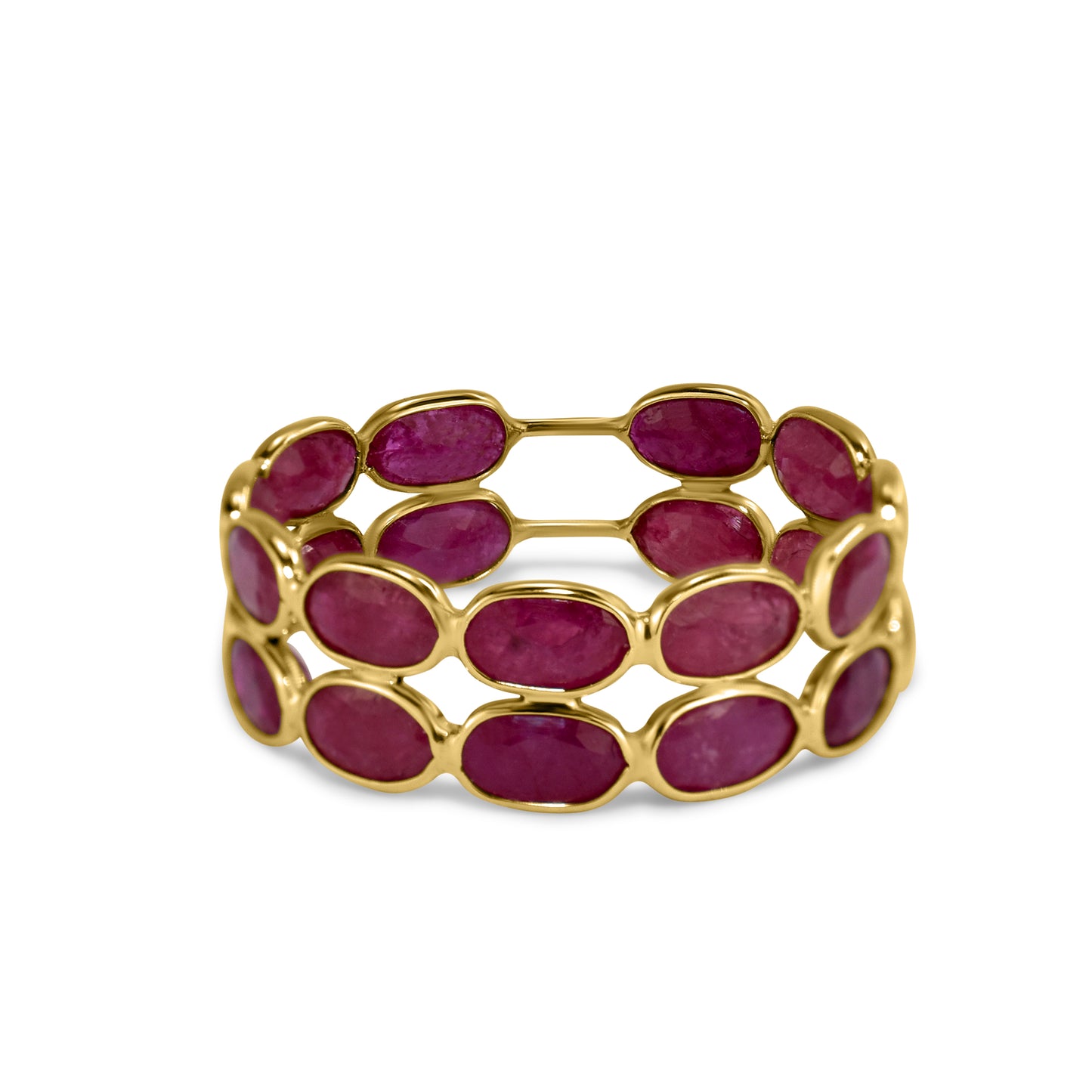 18k Ruby Oval Double Bezel Ring