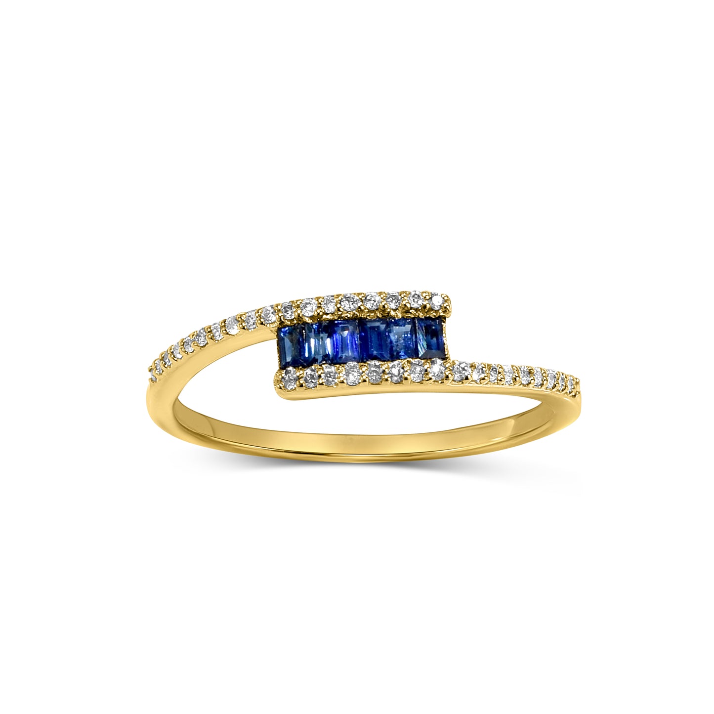 18k Sapphire Baguette Diamond Ring