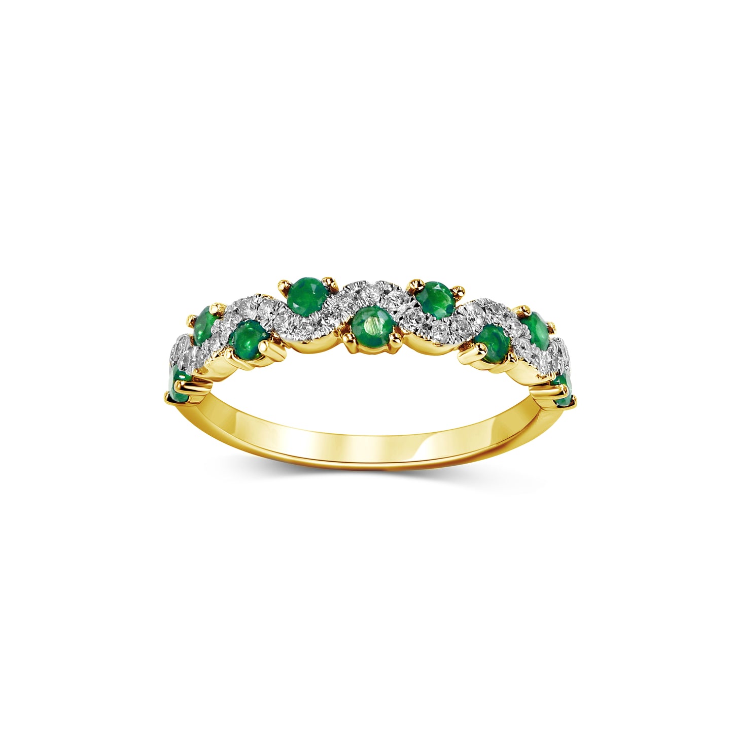 18k Emerald/Blue Sapphire Diamond Wave Ring