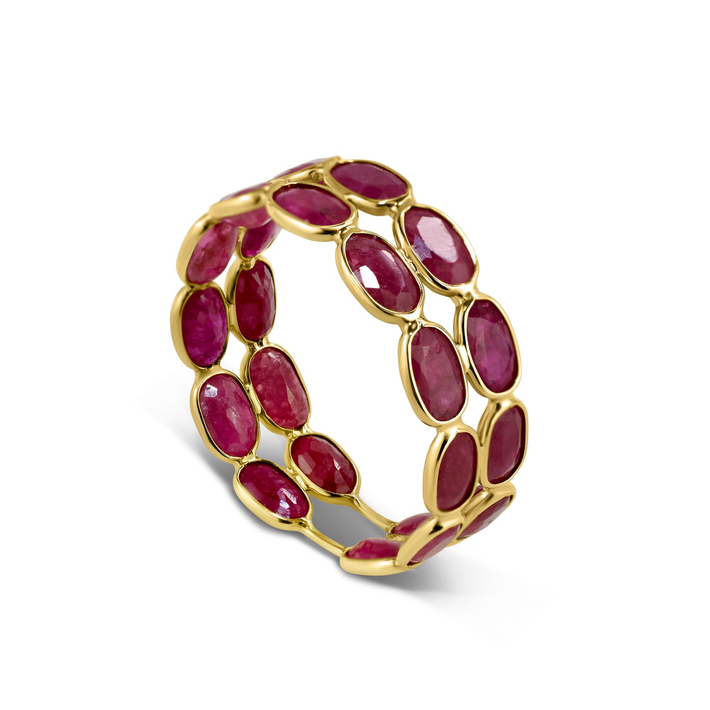 18k Ruby Oval Double Bezel Ring