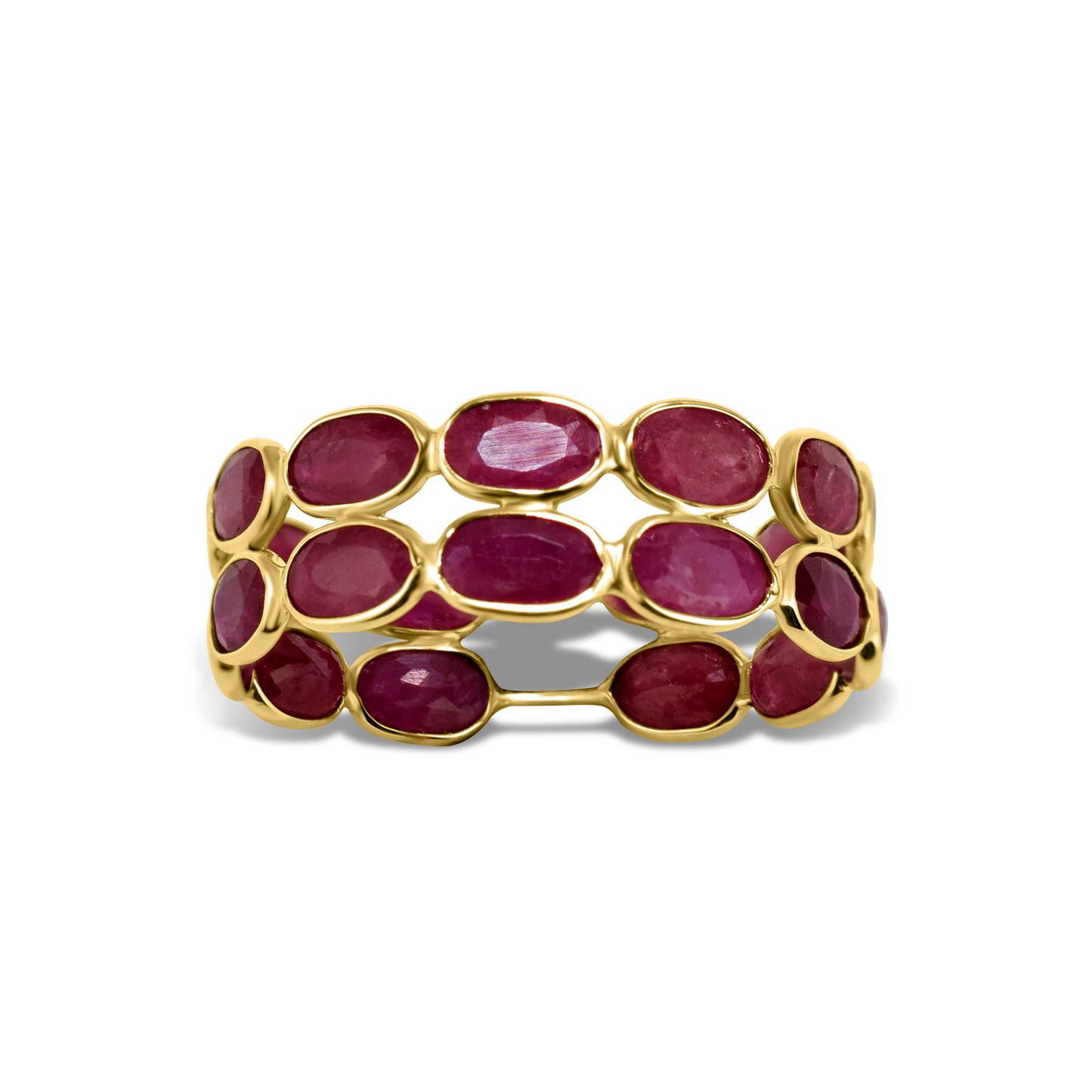 18k Ruby Oval Double Bezel Ring