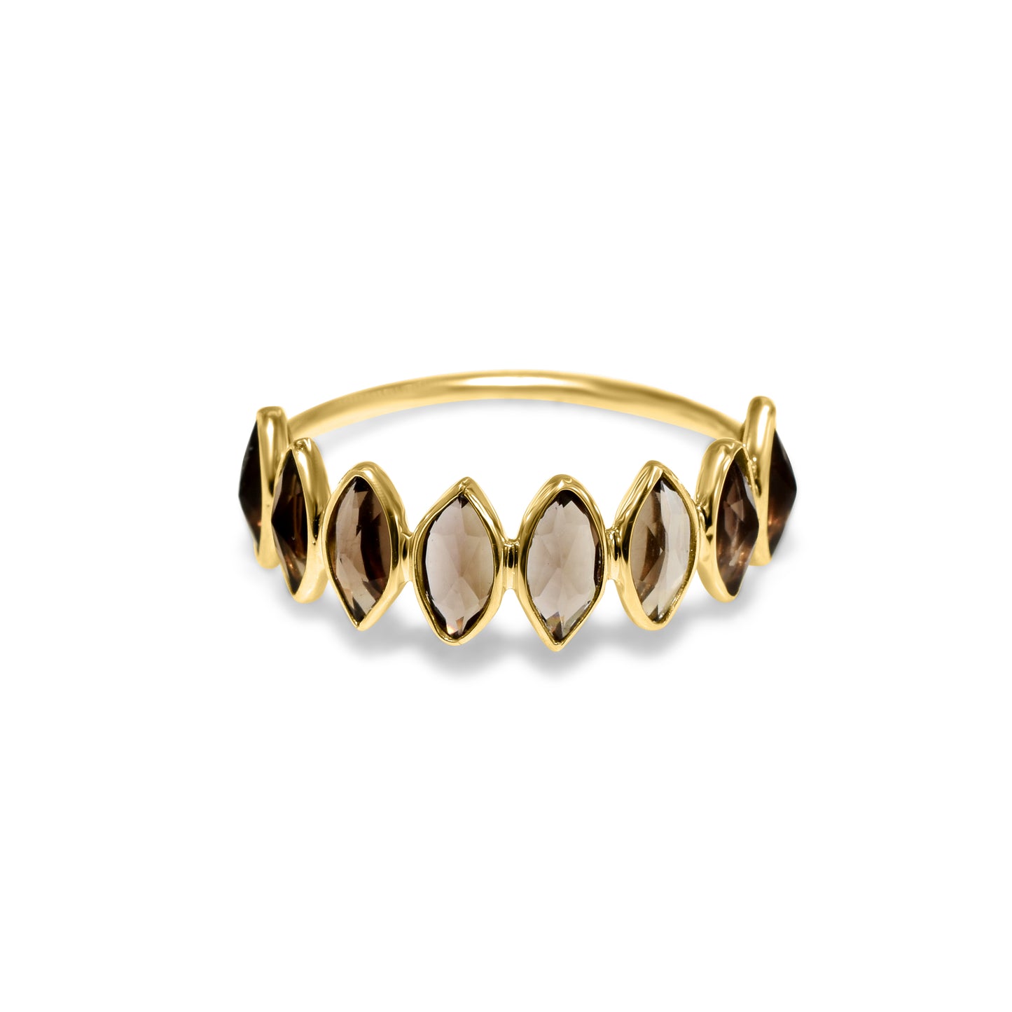 18k Smoky Quartz Marquise 1 Row Ring