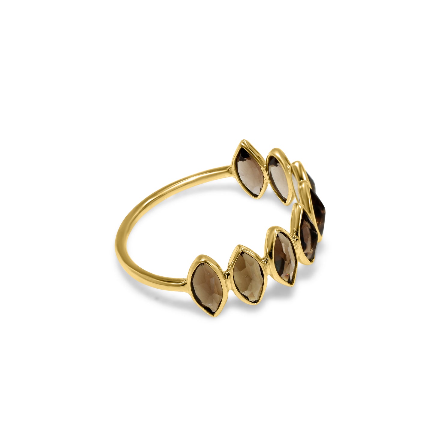 18k Smoky Quartz Marquise 1 Row Ring