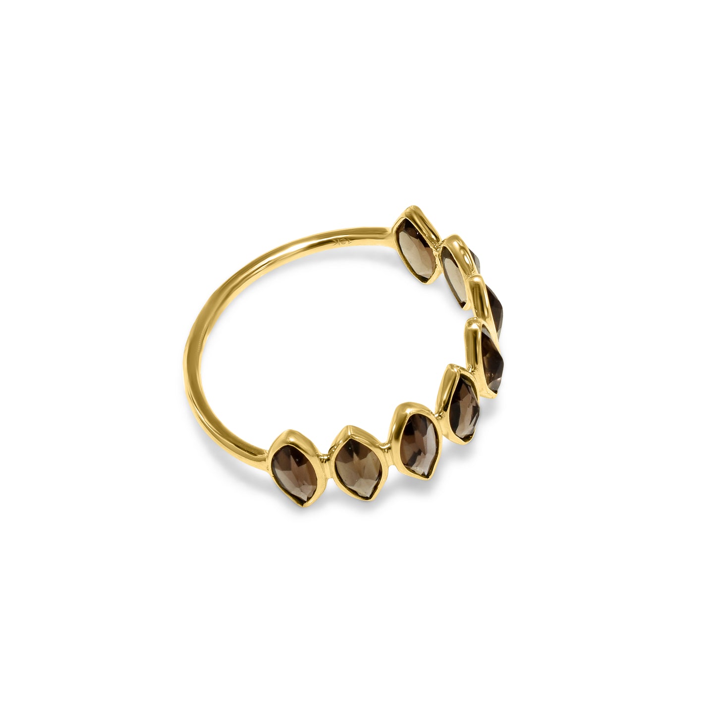 18k Smoky Quartz Marquise 1 Row Ring