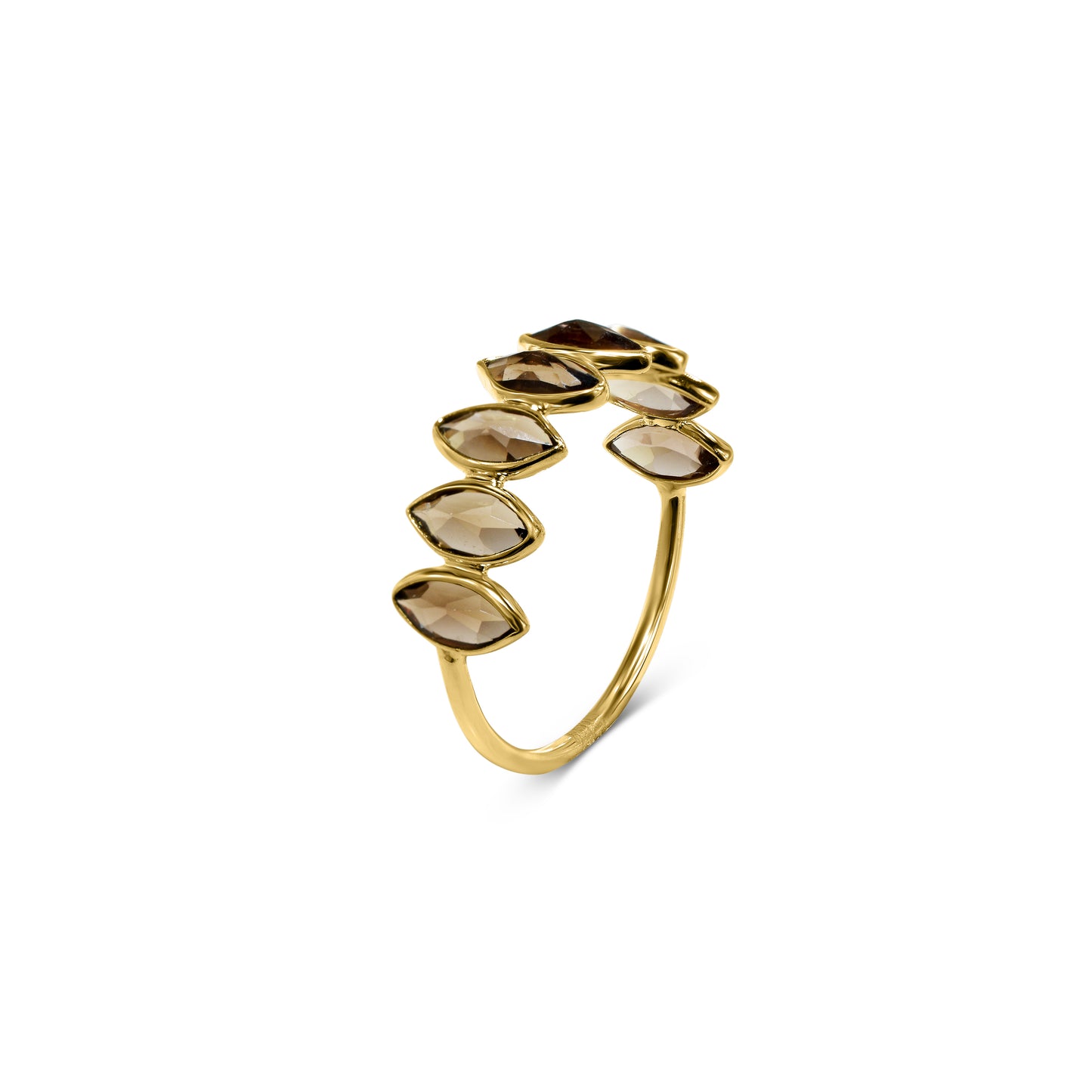 18k Smoky Quartz Marquise 1 Row Ring