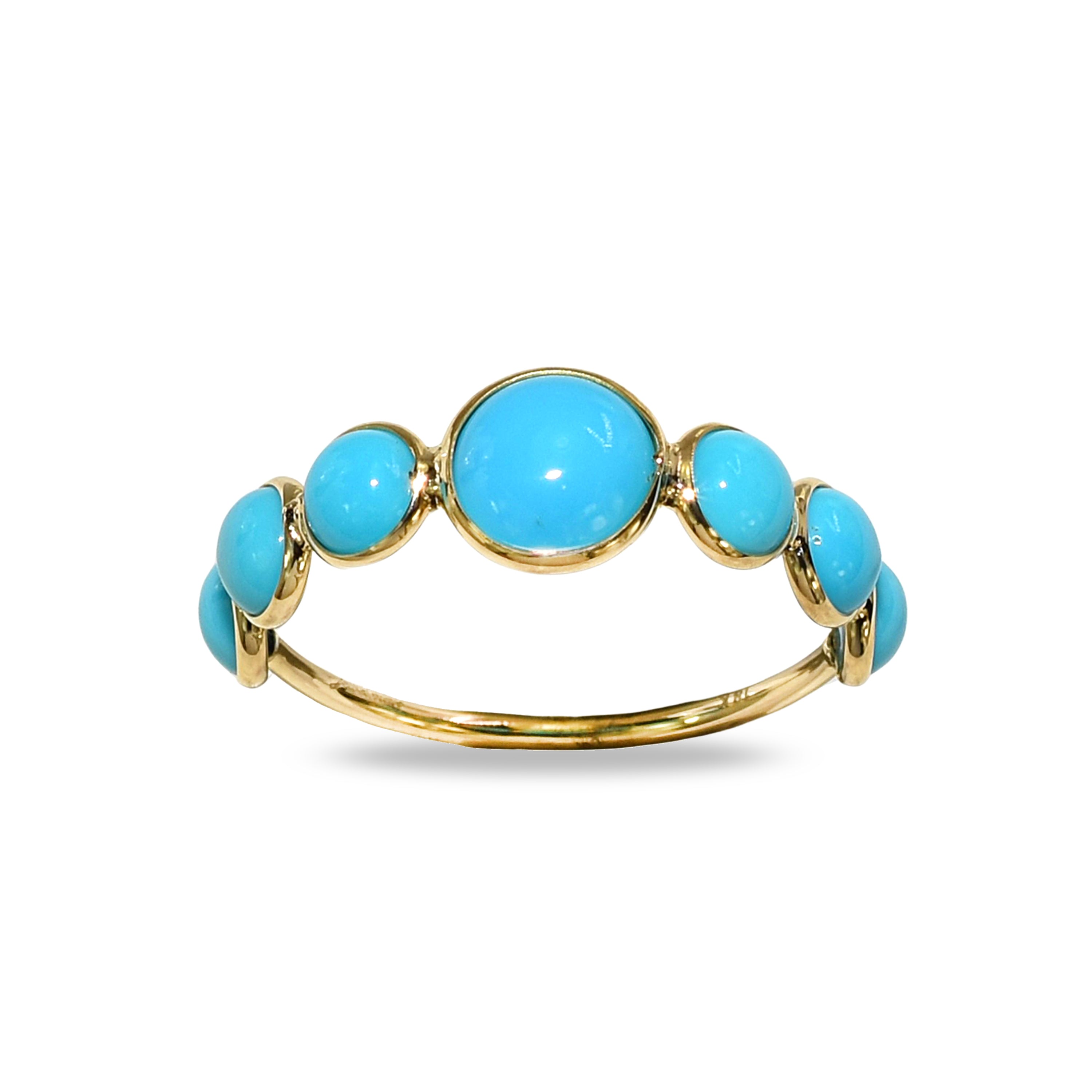18k Turquoise Circles Bezel Ring