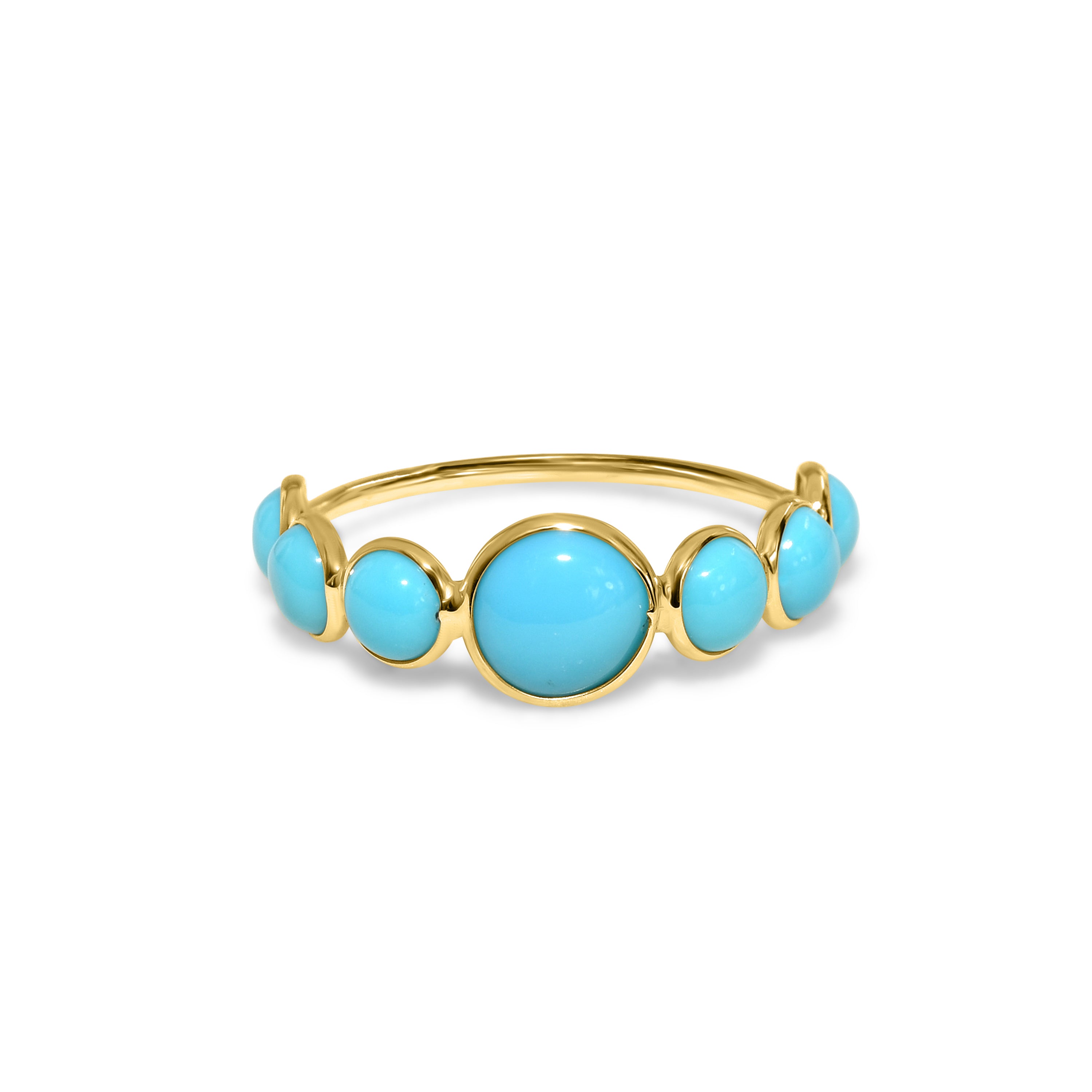 18k Turquoise Circles Bezel Ring