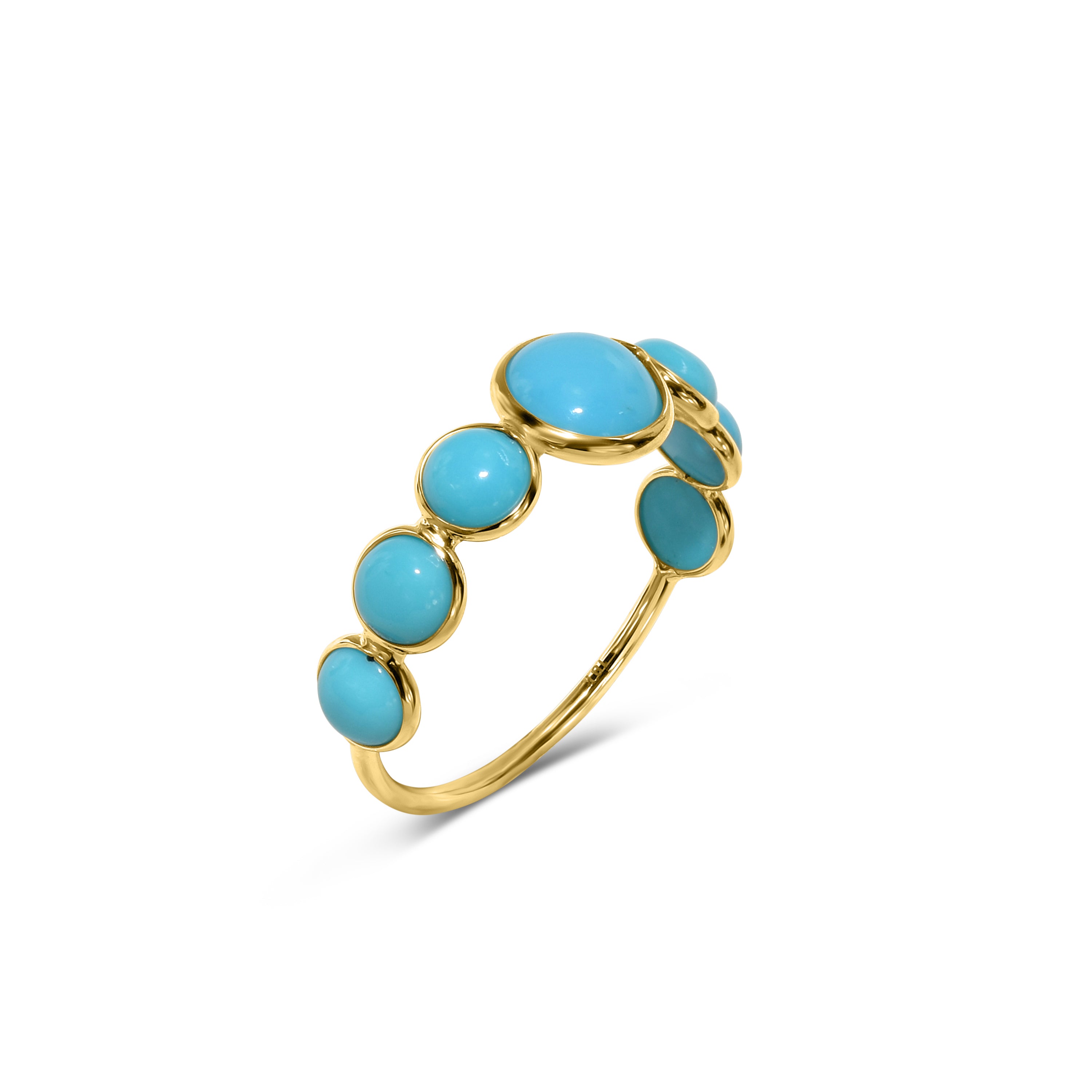 18k Turquoise Circles Bezel Ring