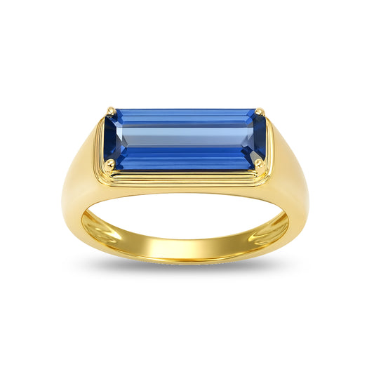 18k Sapphire Rectangle Ring