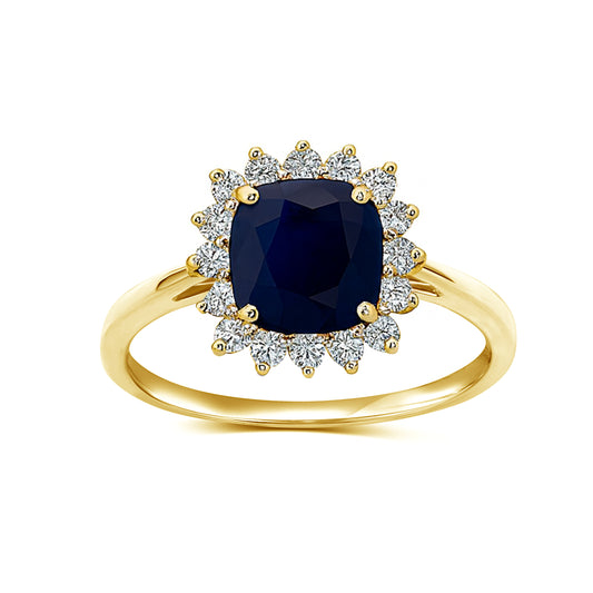 18k Sapphire Diamond Square Cut Ring