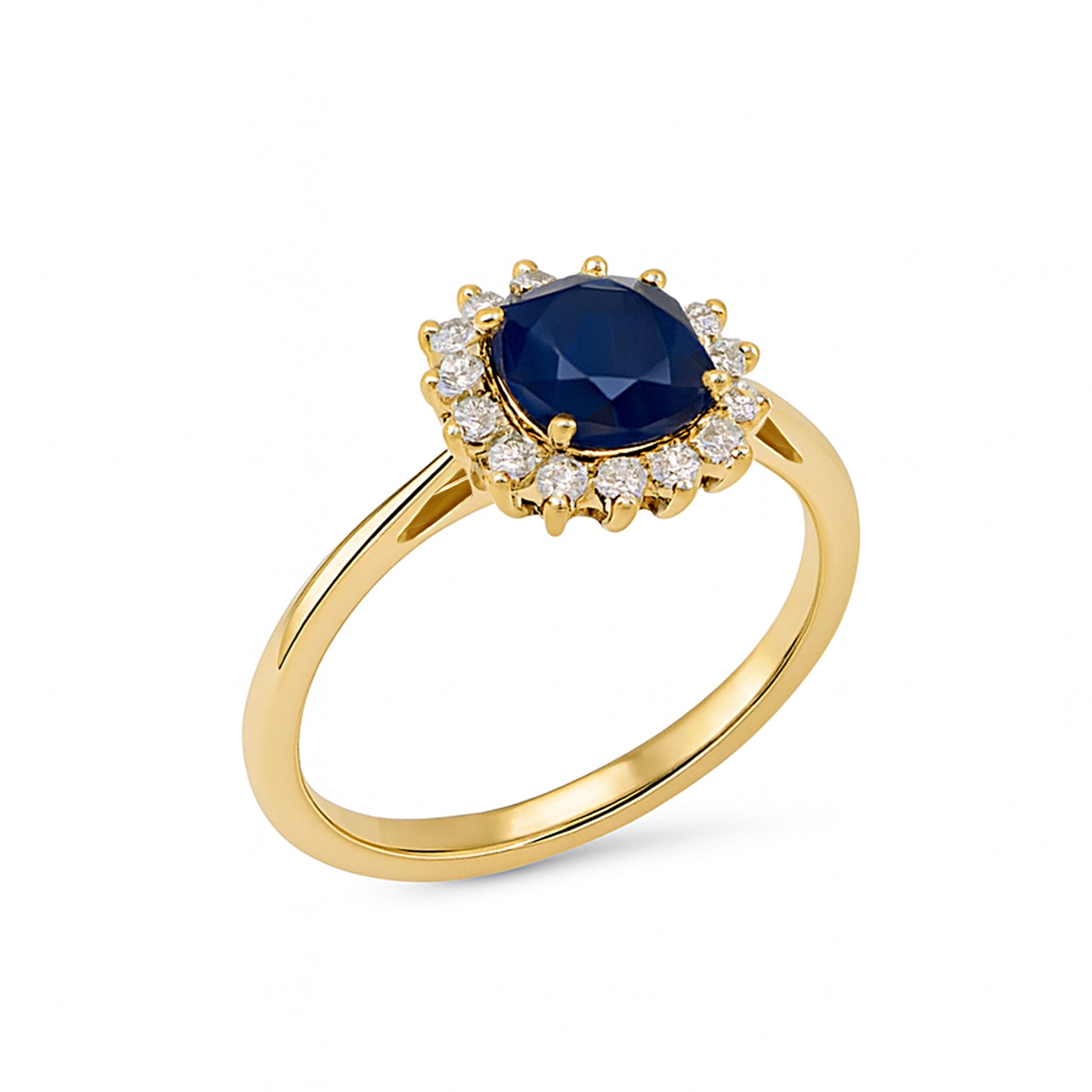 18k Sapphire Diamond Square Cut Ring