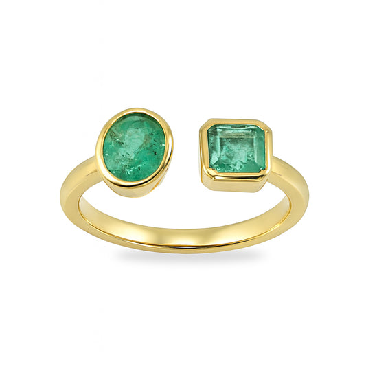 18k Emerald Open Ring