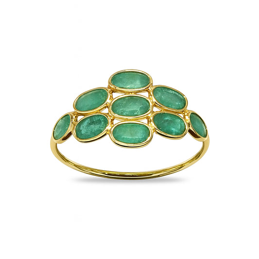 18k Emerald Oval Cluster Ring