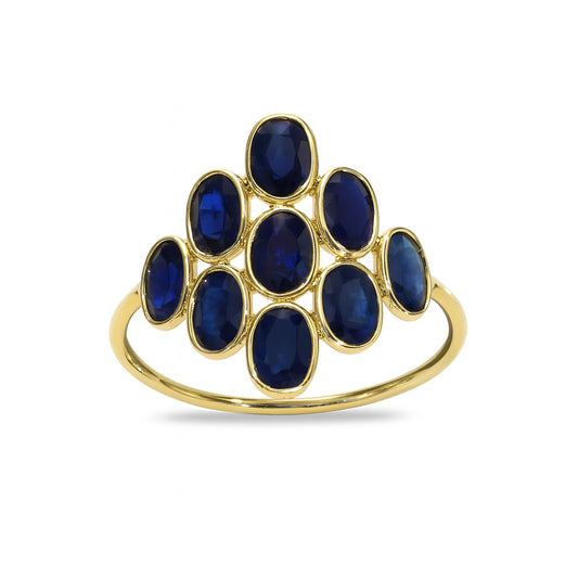 18k Sapphire Oval Cluster Ring