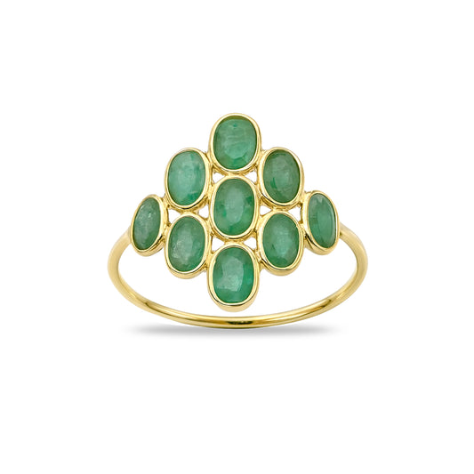 18k Emerald Oval Cluster Ring