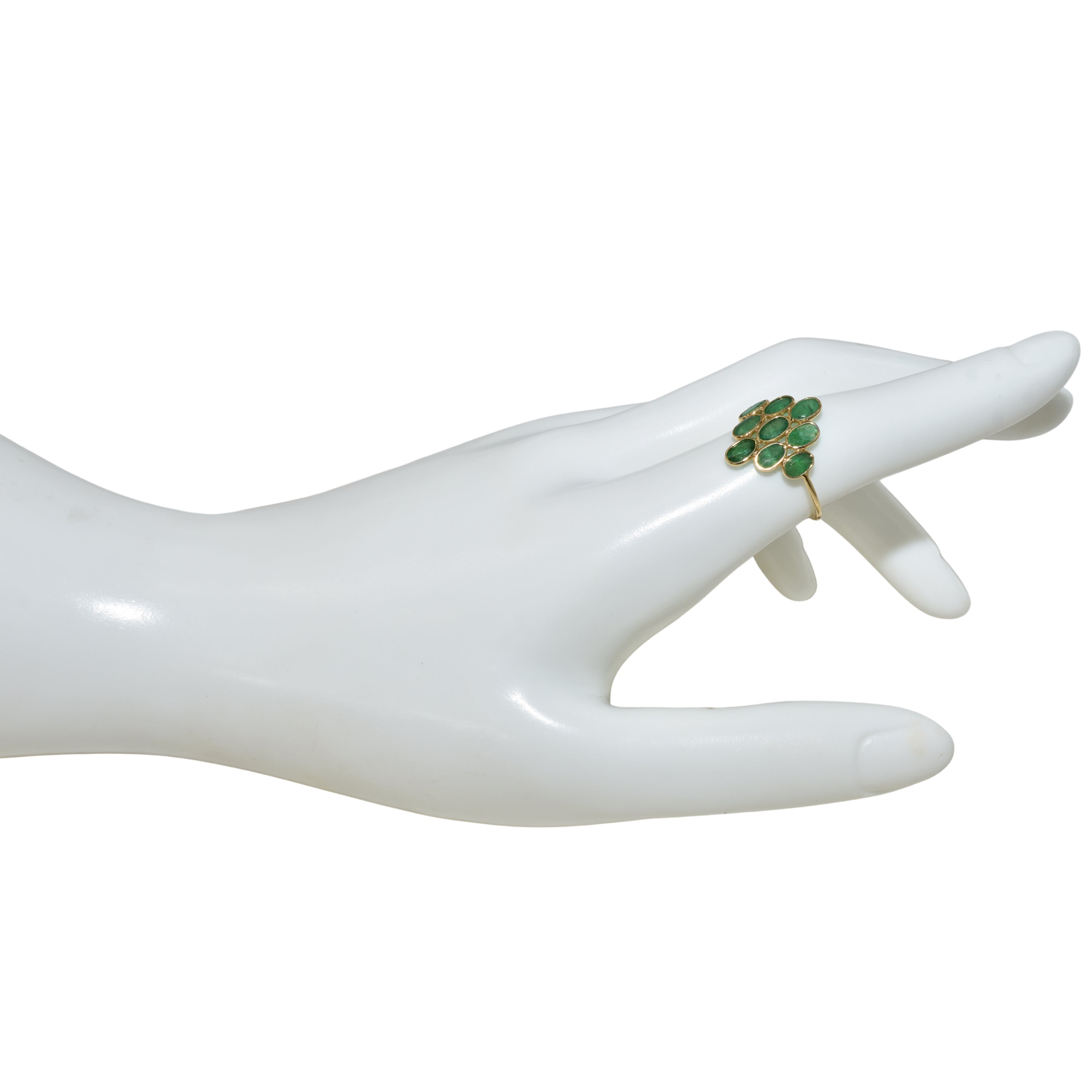 18k Emerald Oval Cluster Ring