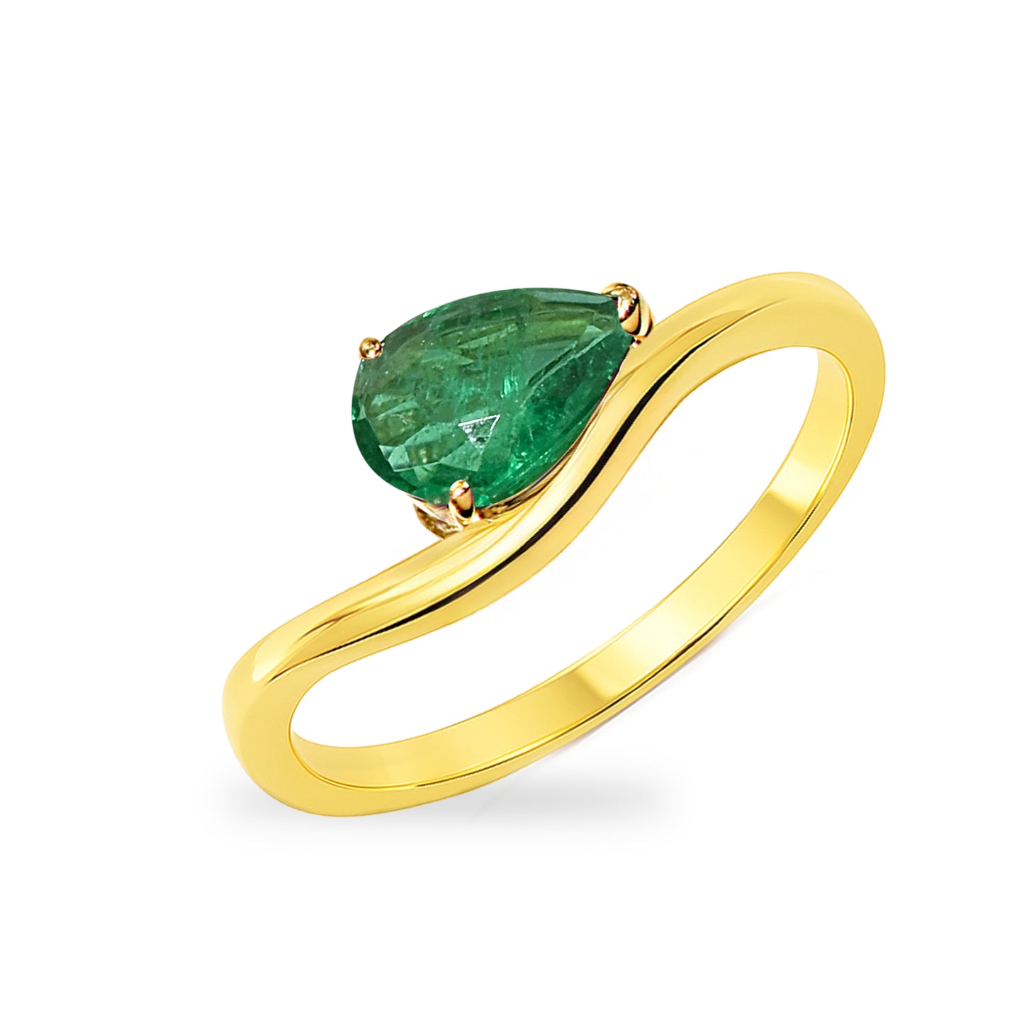 18k Emerald Pear Cut Ring