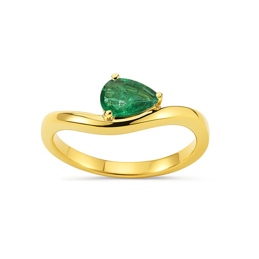 18k Emerald Pear Cut Ring