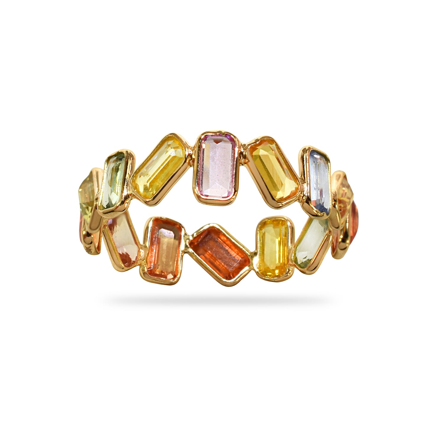 18k Multi Sapphire Rectangles Bezel Ring