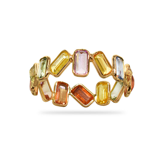 18k Multi Sapphire Rectangles Bezel Ring