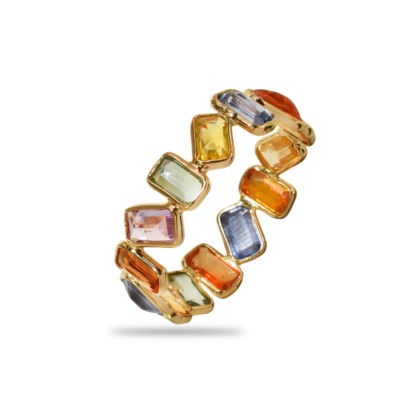 18k Multi Sapphire Rectangle Bezel Ring