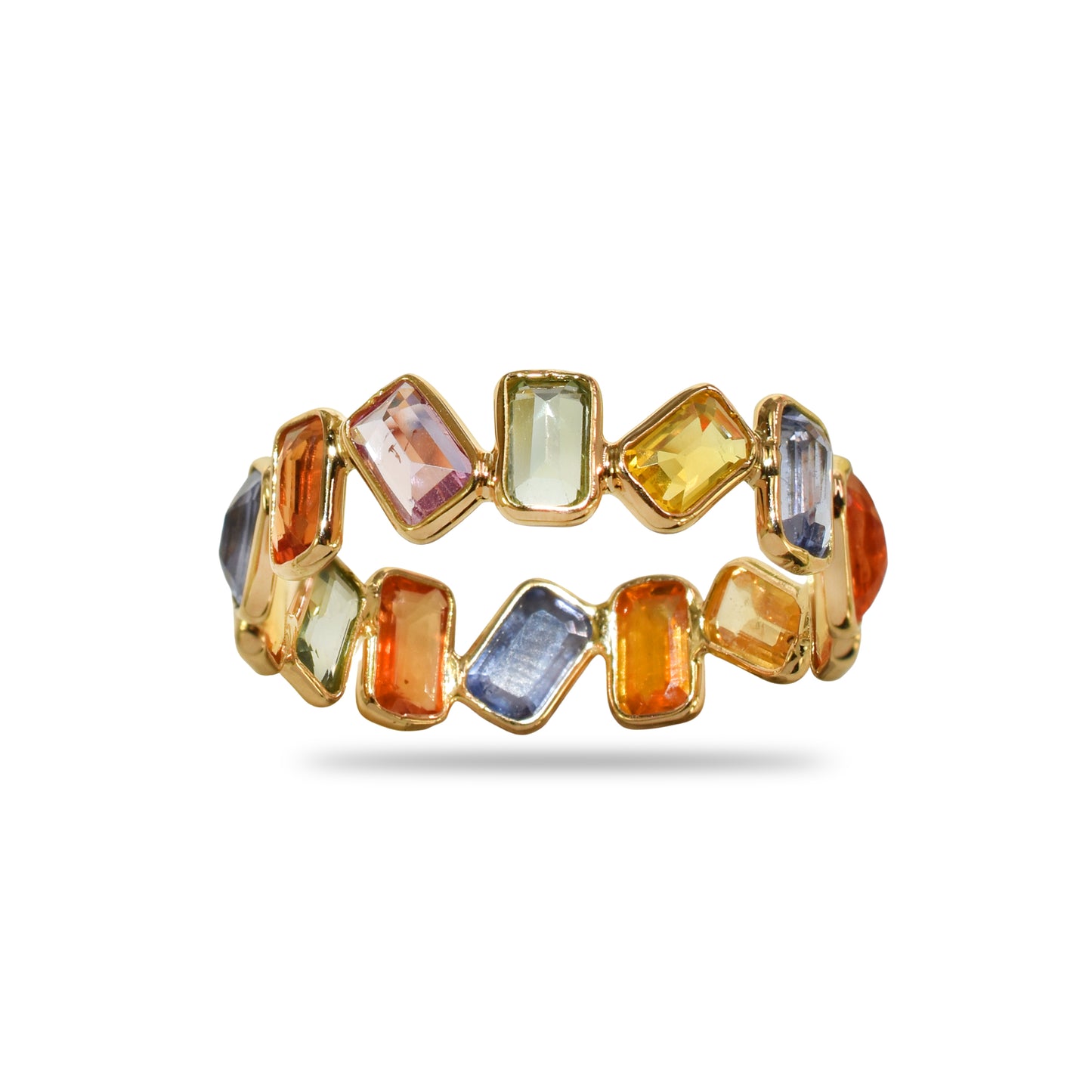18k Multi Sapphire Rectangle Bezel Ring