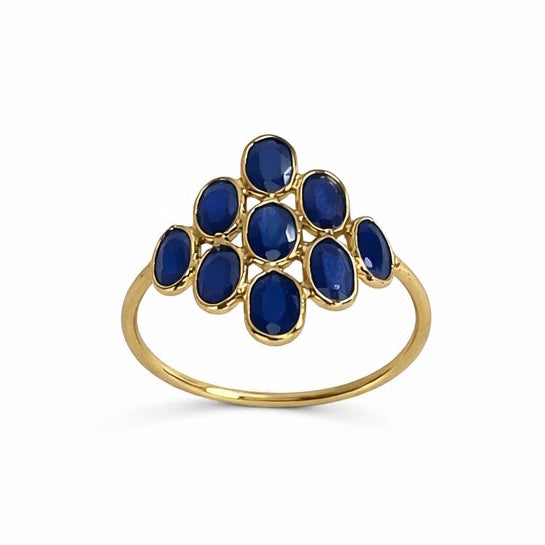 18k Sapphire Oval Cluster Ring