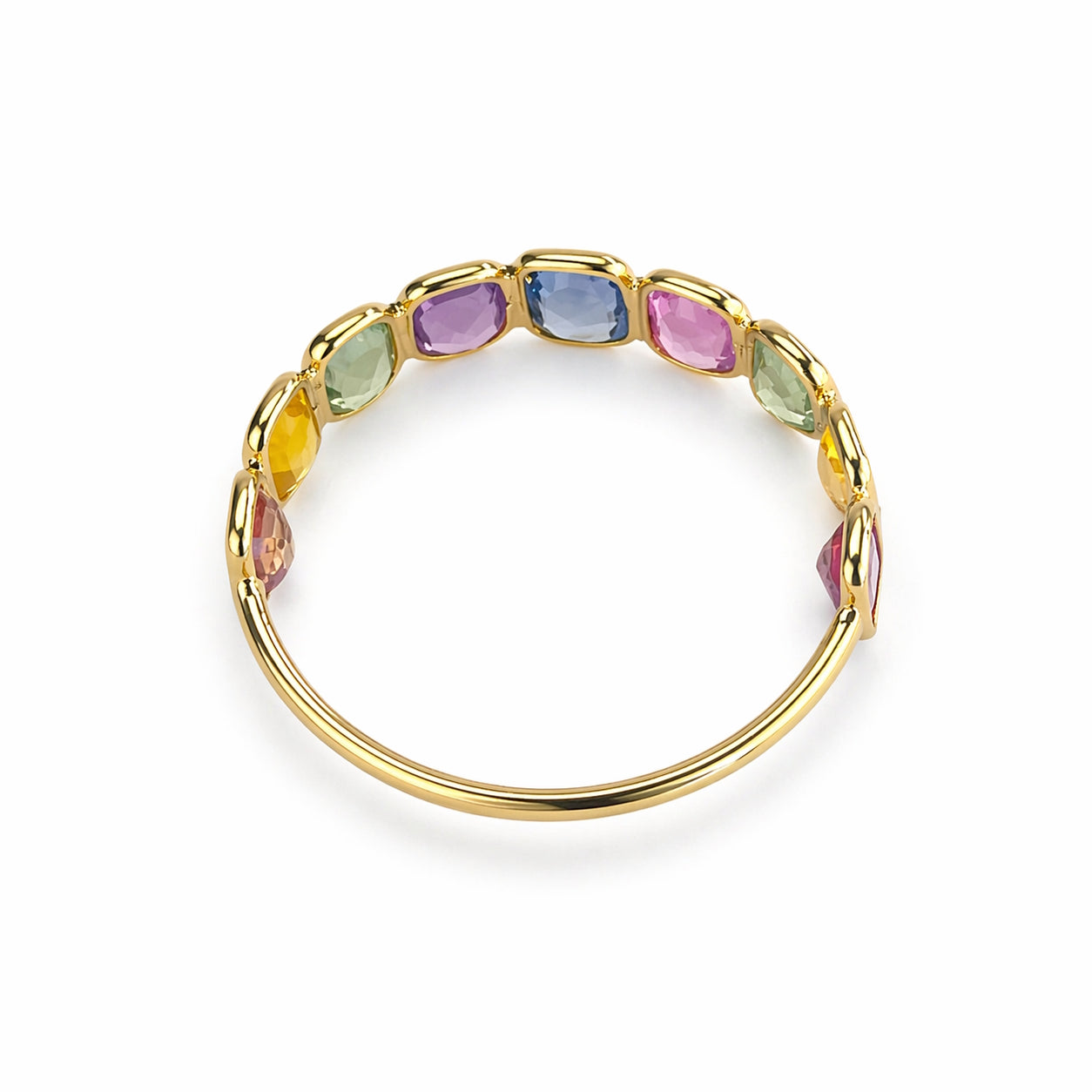 18k Multi Sapphire Square Bezel Half Eternity Ring