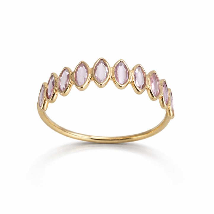 18k Pink Sapphire Marquise Bezel Half Eternity Ring