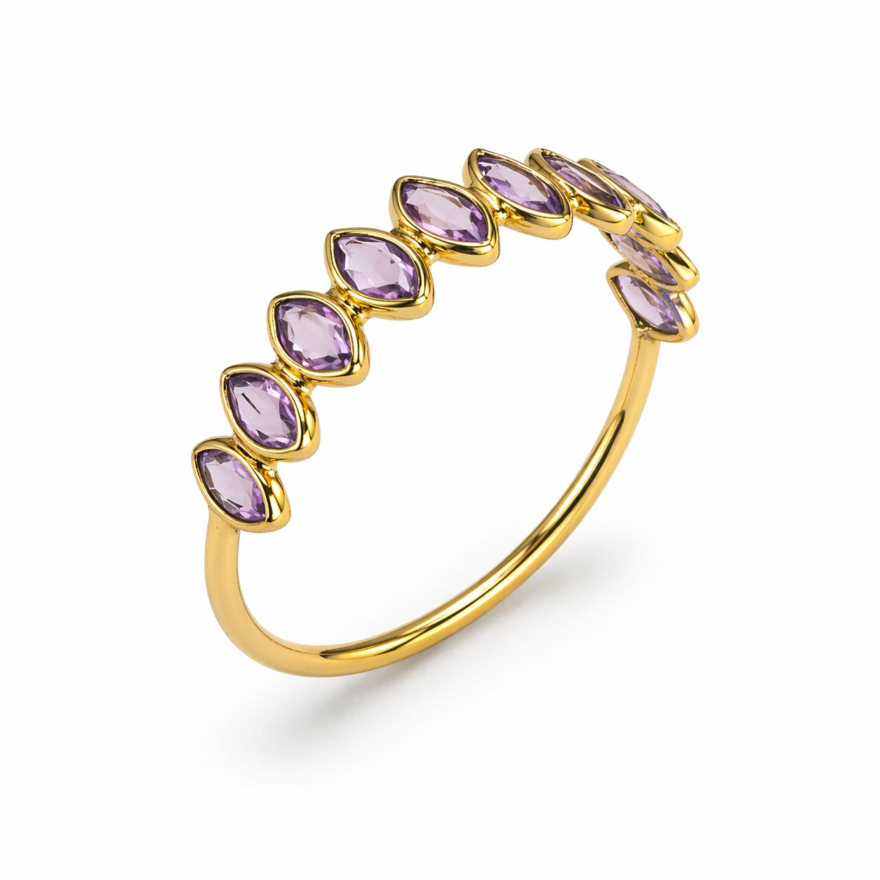 18k Pink Sapphire Marquise Bezel Half Eternity Ring