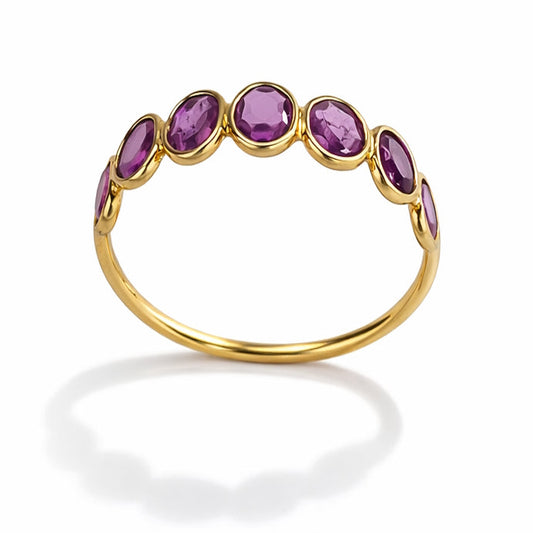 18k Pink Tourmaline Oval Bezel Half Eternity Ring